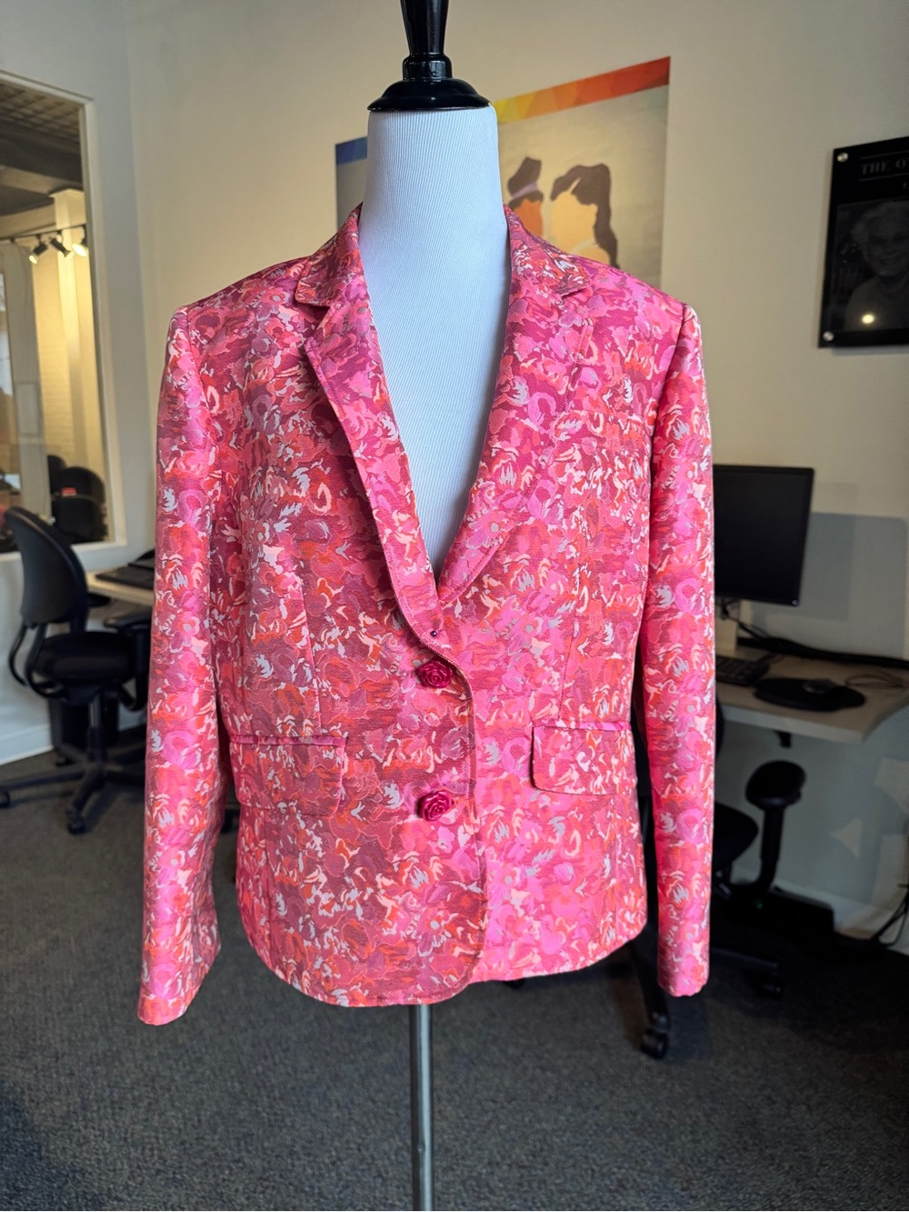 Etcetera Pink Floral-Print Tailored Blazer